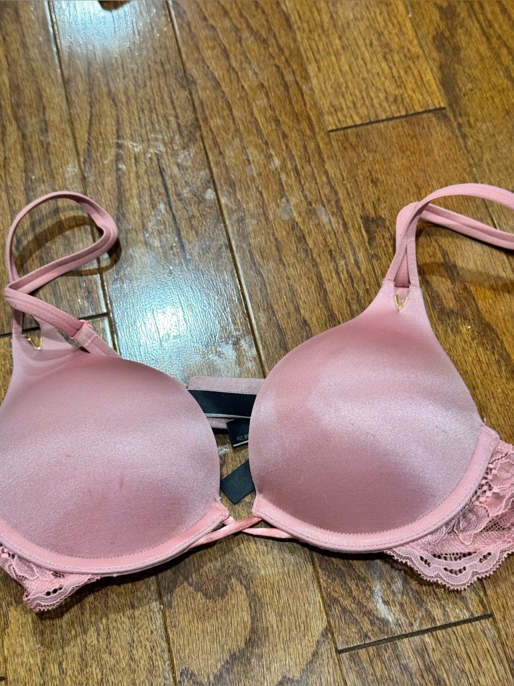 Victorias Secret Bombshell x Plunge Lace Coral Pink Adds 2 Cups Push Up Bra 32AA